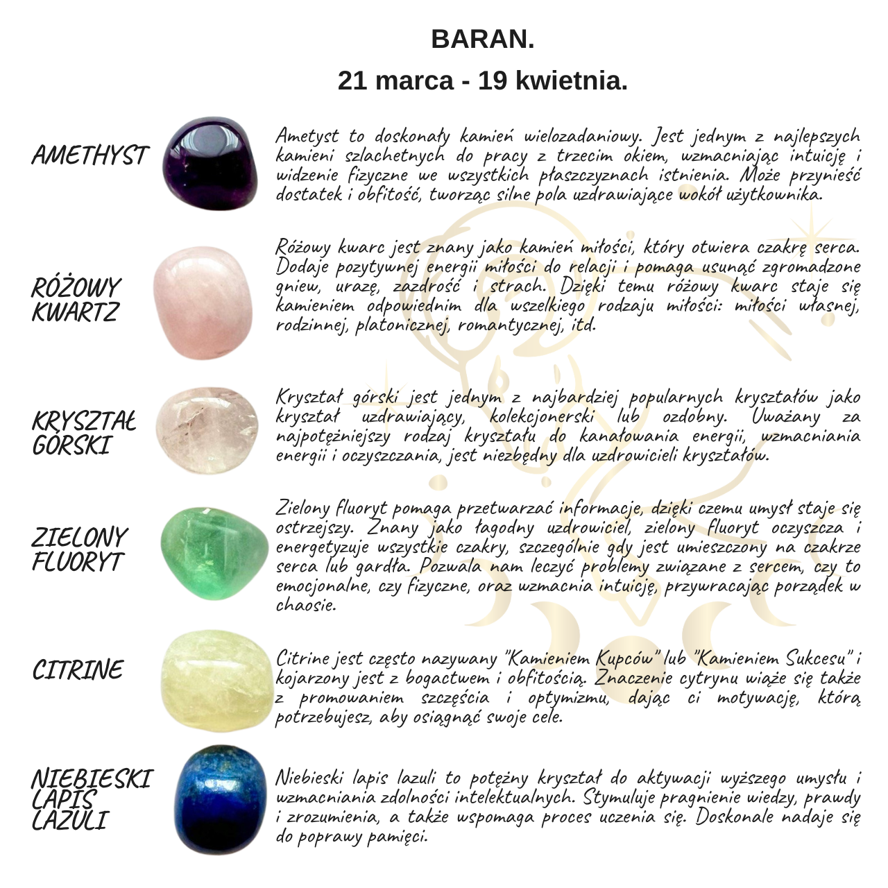 ZESTAW LECZNICZE KAMIENIE ZODIAKALNE BARAN