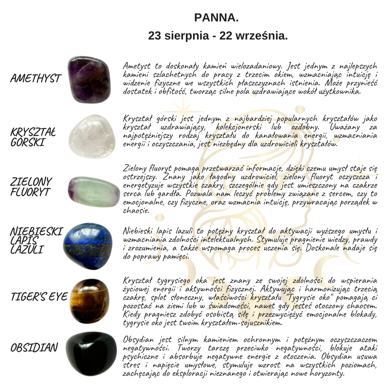 ZESTAW LECZNICZE KAMIENIE ZODIAKALNE PANNA