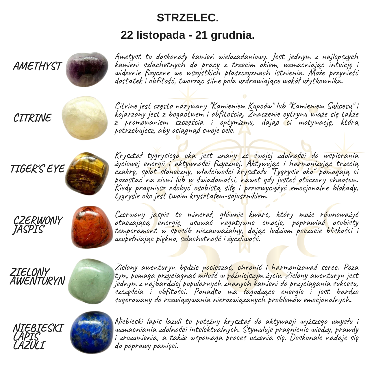ZESTAW LECZNICZE KAMIENIE ZODIAKALNE STRZELEC