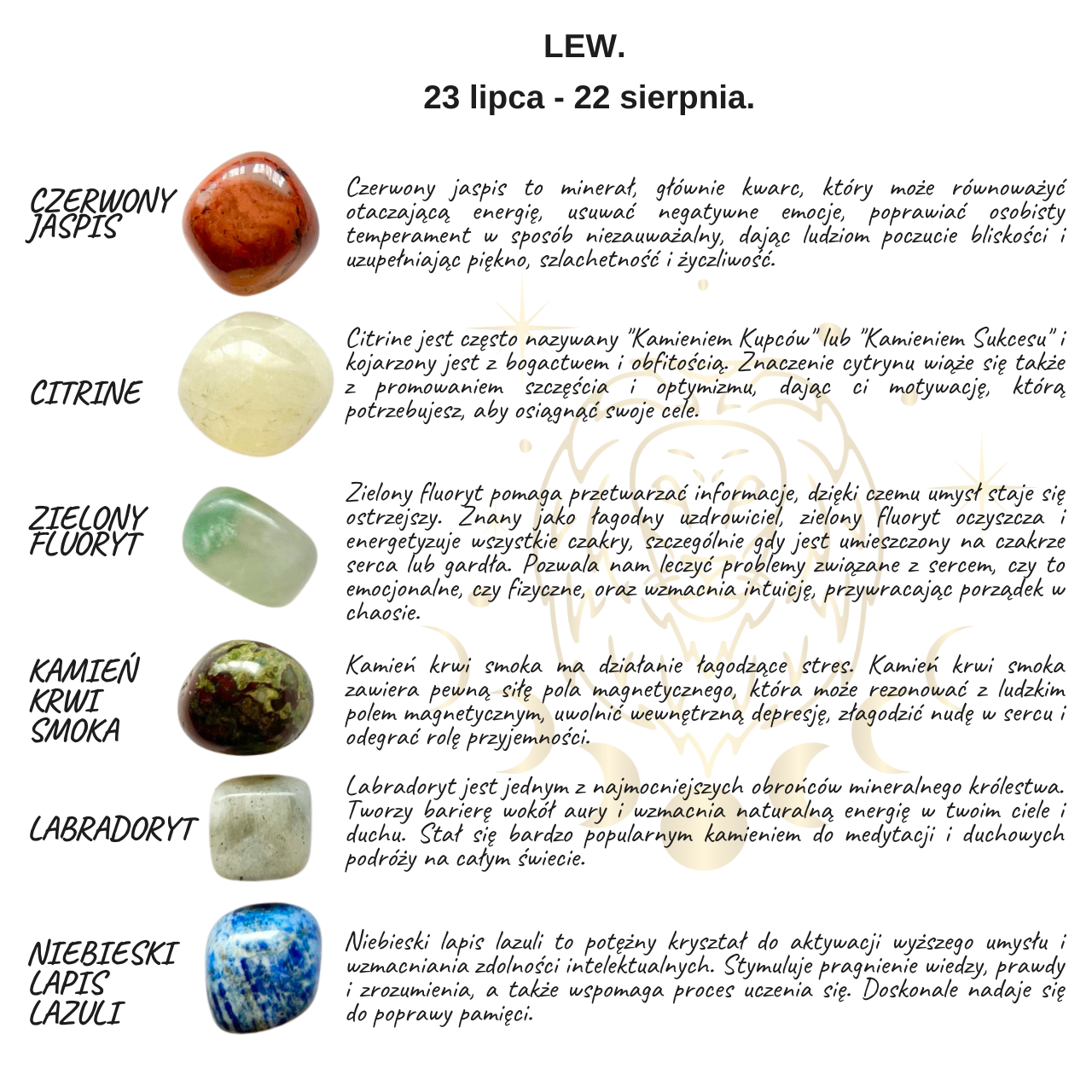 ZESTAW LECZNICZE KAMIENIE ZODIAKALNE LEW
