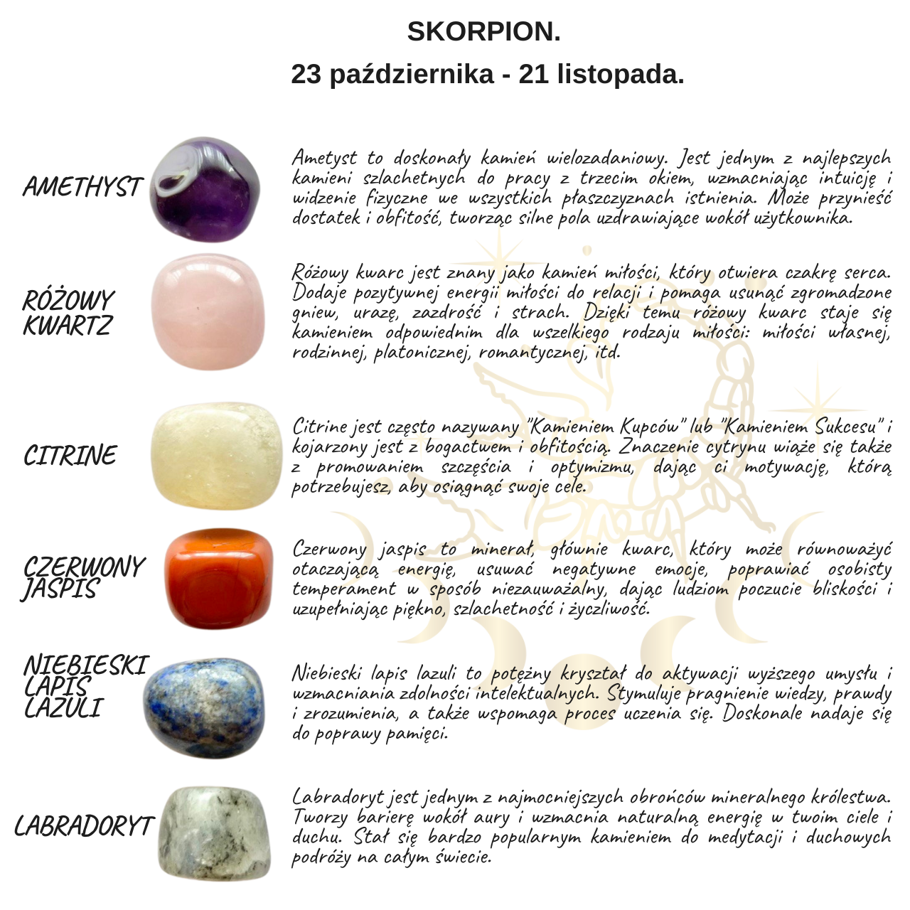 ZESTAW LECZNICZE KAMIENIE ZODIAKALNE SKORPION