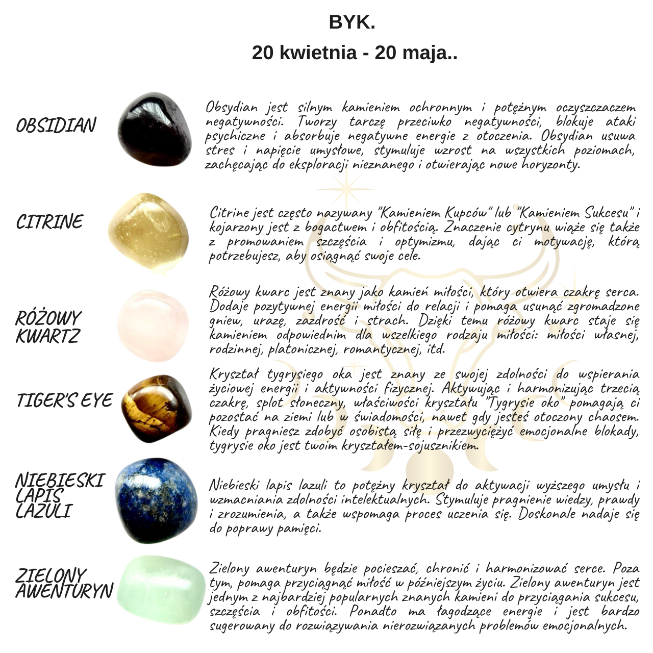ZESTAW LECZNICZE KAMIENIE ZODIAKALNE BYK