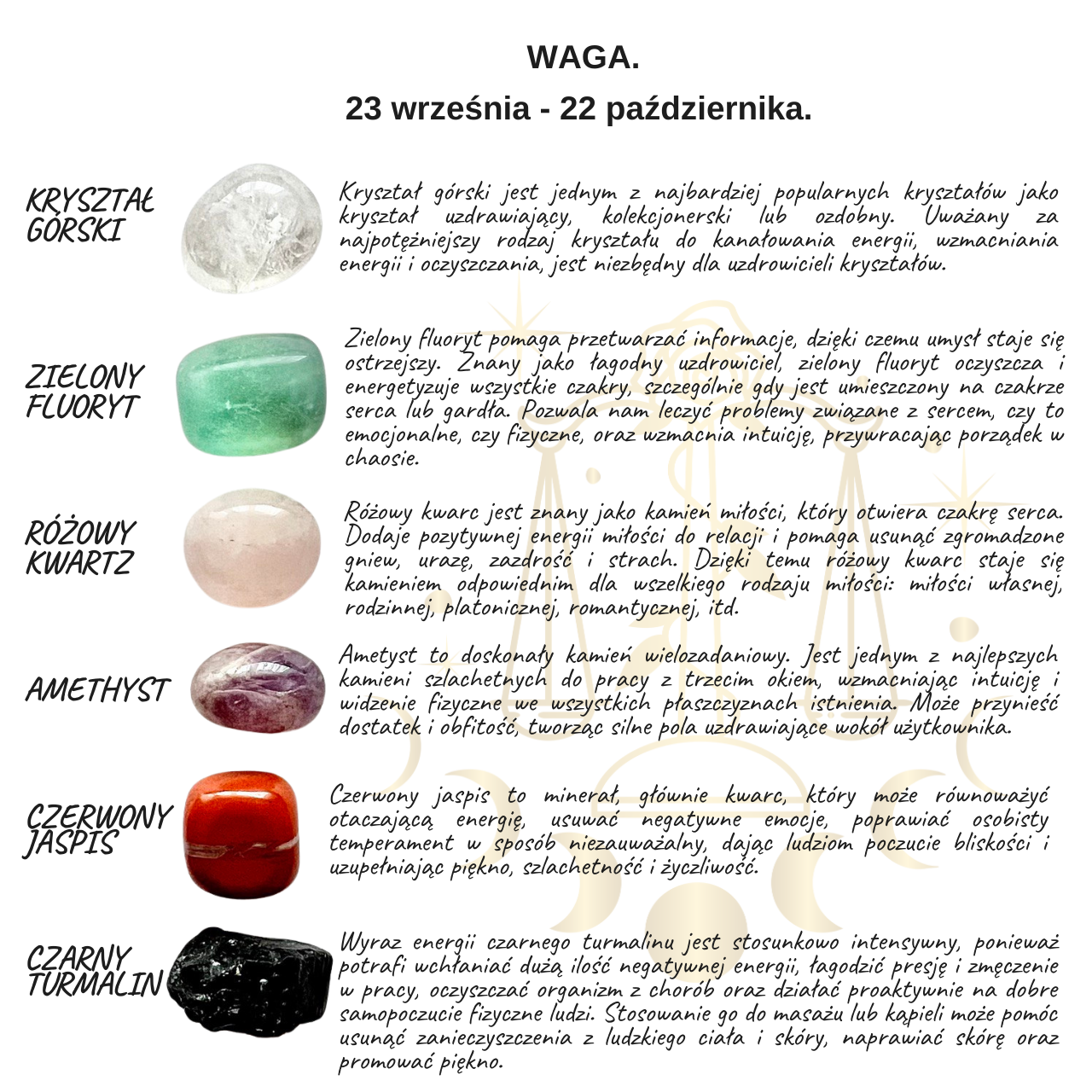 ZESTAW LECZNICZE KAMIENIE ZODIAKALNE WAGA