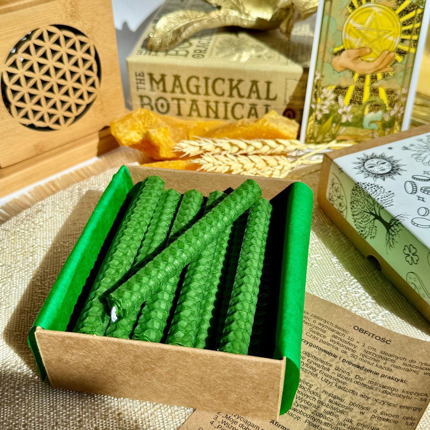 ZIELONE ŚWIECE DO PRZYCIĄGANIA OBFITOŚCI 10X1CM 21 SZT
