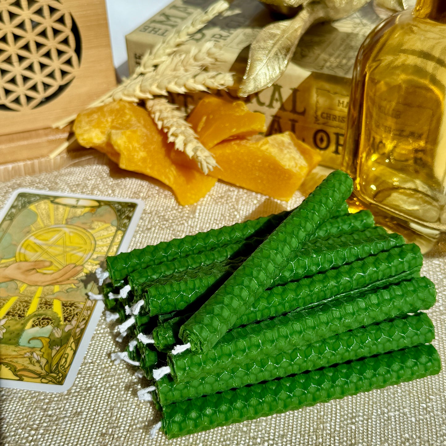 ZIELONE ŚWIECE DO PRZYCIĄGANIA OBFITOŚCI 10X1CM 21 SZT