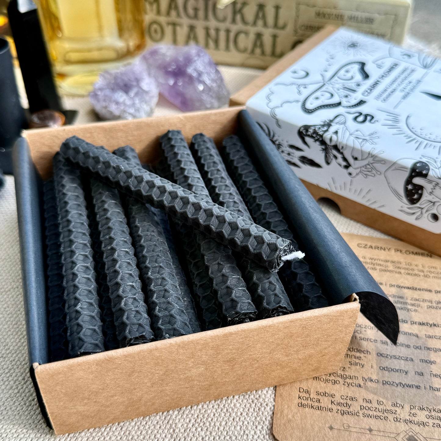 CZARNE ŚWIECE DO OCHRONY I OCZYSZCZANIA 10X1CM 21 SZT
