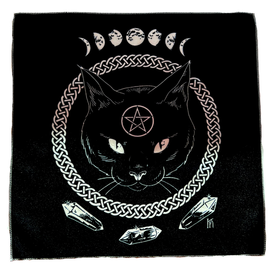 OBRUS DO WRÓŻENIA Z TAROTA 48x48 CM CZARNY KOT
