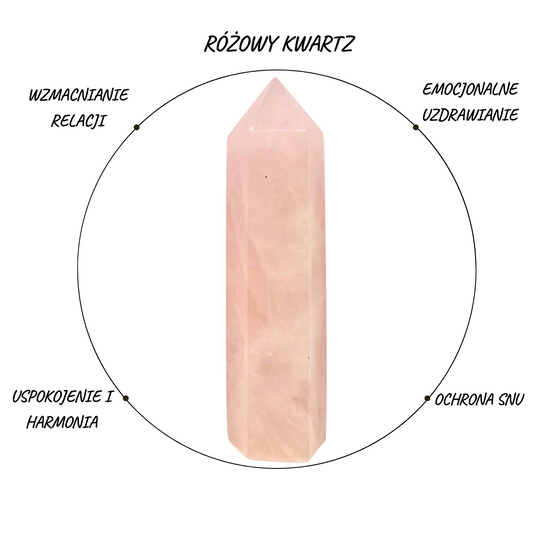 RÓŻOWY KWARTZ OBELISK POLEROWANA WIEŻA 7-8CM 1SZT