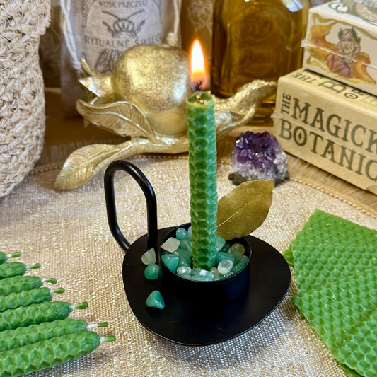 ZIELONE RYTUALNE ŚWIECE DO PRZYCIĄGANIA OBFITOŚCI 10X1CM 7 SZT